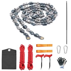 55in 68 Sharp Teeth Hand Rope Chainsaw Kit Blades on Both Side High Tree Limb Rope Saw with 196in Ropes Folding Pocket Chainsaw Carabiner Glove Wood C