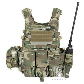 KRYDEX LBT-6094A Tactical Modular Vest Triple Mag/Radio/Dump Pouch Airsoft Hunting Battle Plate Carrier MOLLE Vest Camo MC (Color: MC)