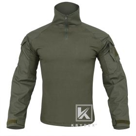 KRYDEX Ranger Green G3 Tactical BDU Combat Shirt For Hunting Outdoor CP Style Outdoor Camouflage Tops + Elbow Pads (Color: RG, size: L)