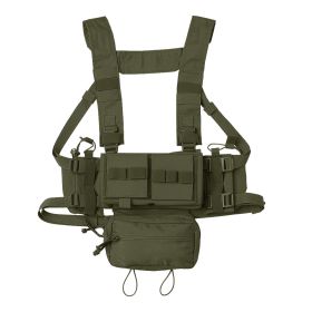 KRYDEX MK3 MK4 Micro Fight Chassis Modular Chest Rig Airsoft Hunting Combat Tactical Carrier Vest w/ 5.56 7.62 Magazine Pouch (Color: Ranger Green)