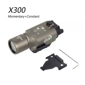 Tactical Surefire X300 Ultra Metal Weapon Momentary Constant Flashlight Pistol Scout Light Airsoft Outdoor Hunting Gun 20mm Rail (Color: X300 DE)