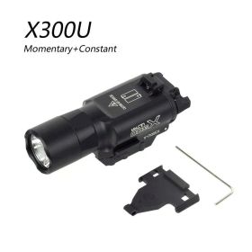 Tactical Surefire X300 Ultra Metal Weapon Momentary Constant Flashlight Pistol Scout Light Airsoft Outdoor Hunting Gun 20mm Rail (Color: X300 Ultra BK)