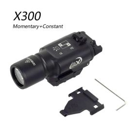 Tactical Surefire X300 Ultra Metal Weapon Momentary Constant Flashlight Pistol Scout Light Airsoft Outdoor Hunting Gun 20mm Rail (Color: X300 BK)