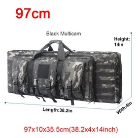 LQARMY 32 38 42 48 inch Tactical Double Rifle Case Molle Rifle Bag Sniper Airsoft Gun Case Backpack Hunting Gun Holster (Color: 97cm Black Camo)