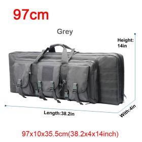 LQARMY 32 38 42 48 inch Tactical Double Rifle Case Molle Rifle Bag Sniper Airsoft Gun Case Backpack Hunting Gun Holster (Color: 97cm Grey)