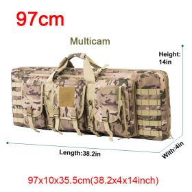 LQARMY 32 38 42 48 inch Tactical Double Rifle Case Molle Rifle Bag Sniper Airsoft Gun Case Backpack Hunting Gun Holster (Color: 97cm CP)