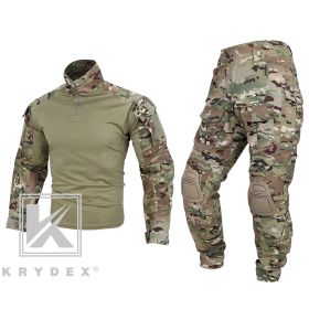 KRYDEX CP Style Tactical Camouflage Shirt & Pants Kit G3 Combat BDU Uniform Set For Outdoor Hunting Gear (Color: MC, size: S)