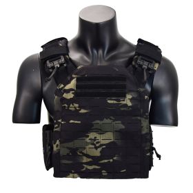 EMERSONGEARS 1000D Nylon Plate Carrier Outdoor tactical vest Hunting Protective Adjustable MOLLE Vest (Color: MCBK)