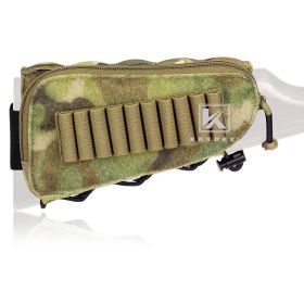 KRYDEX Tactical Rifle Stock Pack For Right Hand Cheeck Pad Buttstock Ammo Holder Hunter Utility Accessories Pouch (Color: MC)